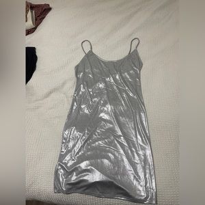 Silver metallic bodycon dress